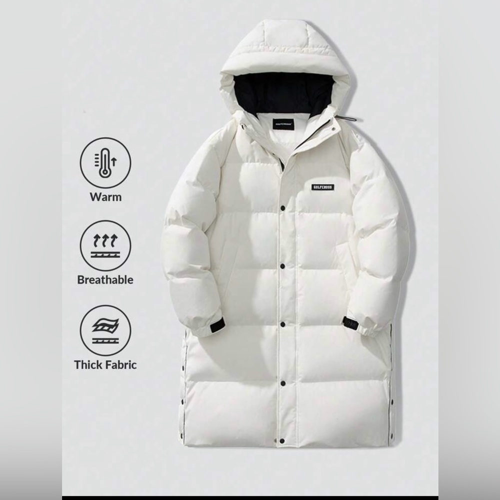 GOLFCROSS Men Mid-Length Down Cost,90% Down Puffer Jacket Size S